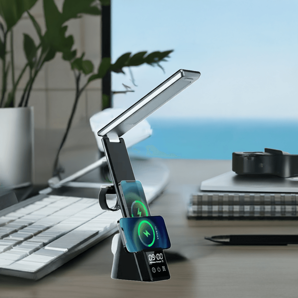 3-in-1 Wireless Charger LED Desk Lamp Alarm